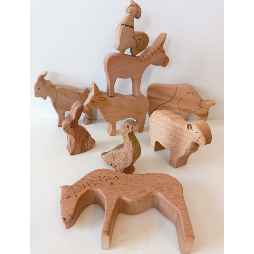 Montessori  Çiftlik Hayvanlar Seti (Masif Ahşap)