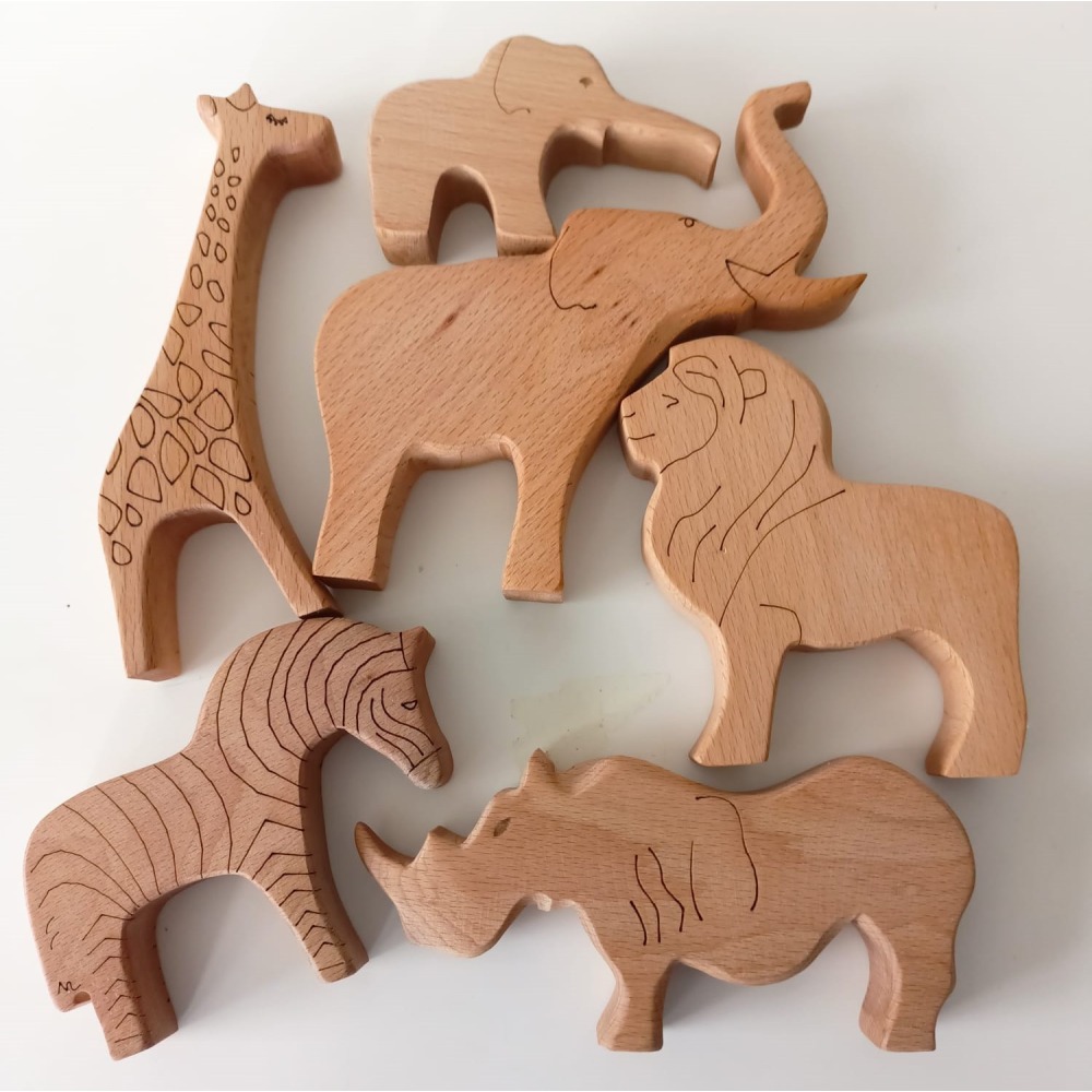 Montessori  Safari Hayvanlar Seti (Masif Ahşap)
