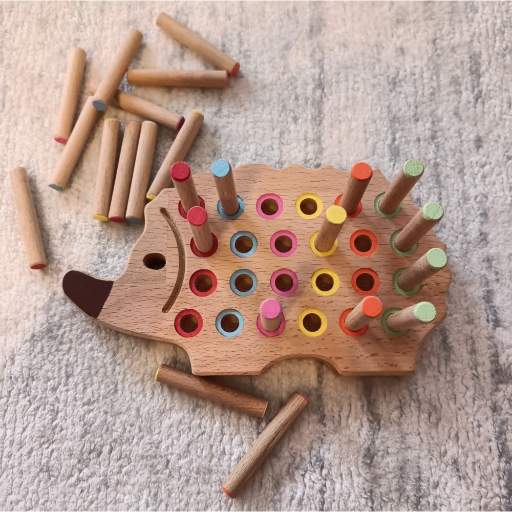 Montessori Ahşap Tak Çıkar Kirpi Rengarenk